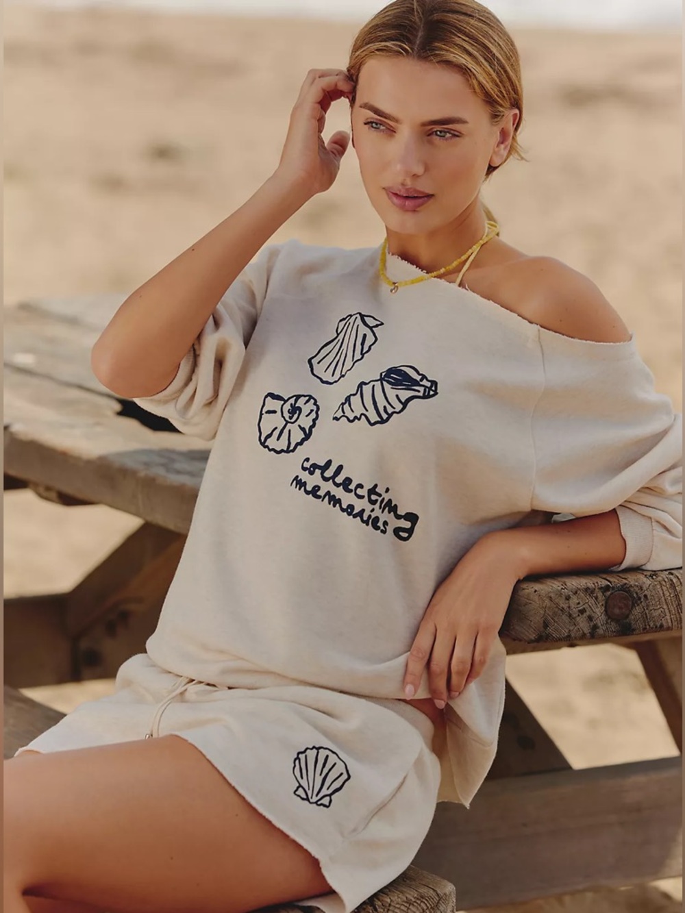 Agathe Marty x Celandine Off-Shoulder Icon Sweatshirt Top